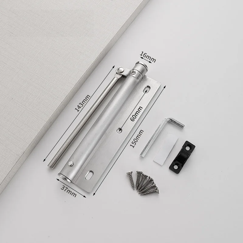 1 قطعة باب أوتوماتيكي أقرب أسود أو فضي قابل للتعديل الفولاذ المقاوم للصدأ جهاز إغلاق الباب التلقائي ملحقات الأجهزة المنزلية