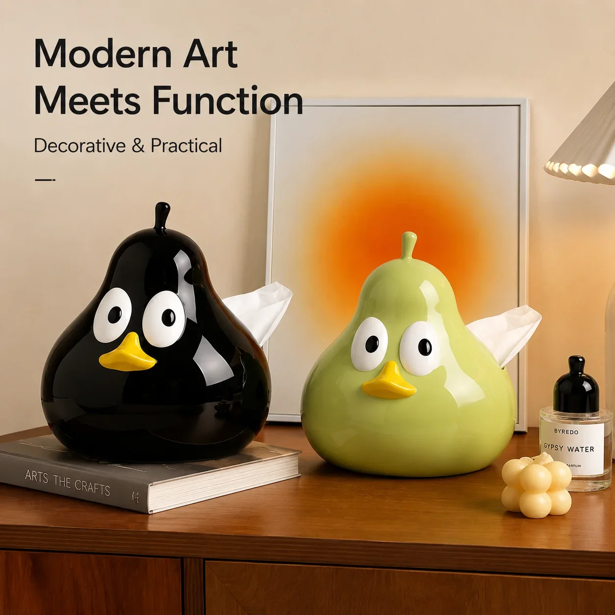 Living room household creative cartoon pear tissue box, cute duck-shaped pear ceramic tissue box, bedside table tissue box