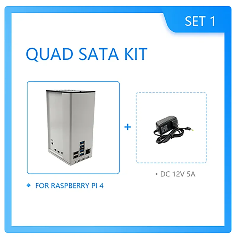 QUAD SATA KIT para Raspberry PI 4, NAS Network Storage Server Kit, Construa facilmente o seu próprio