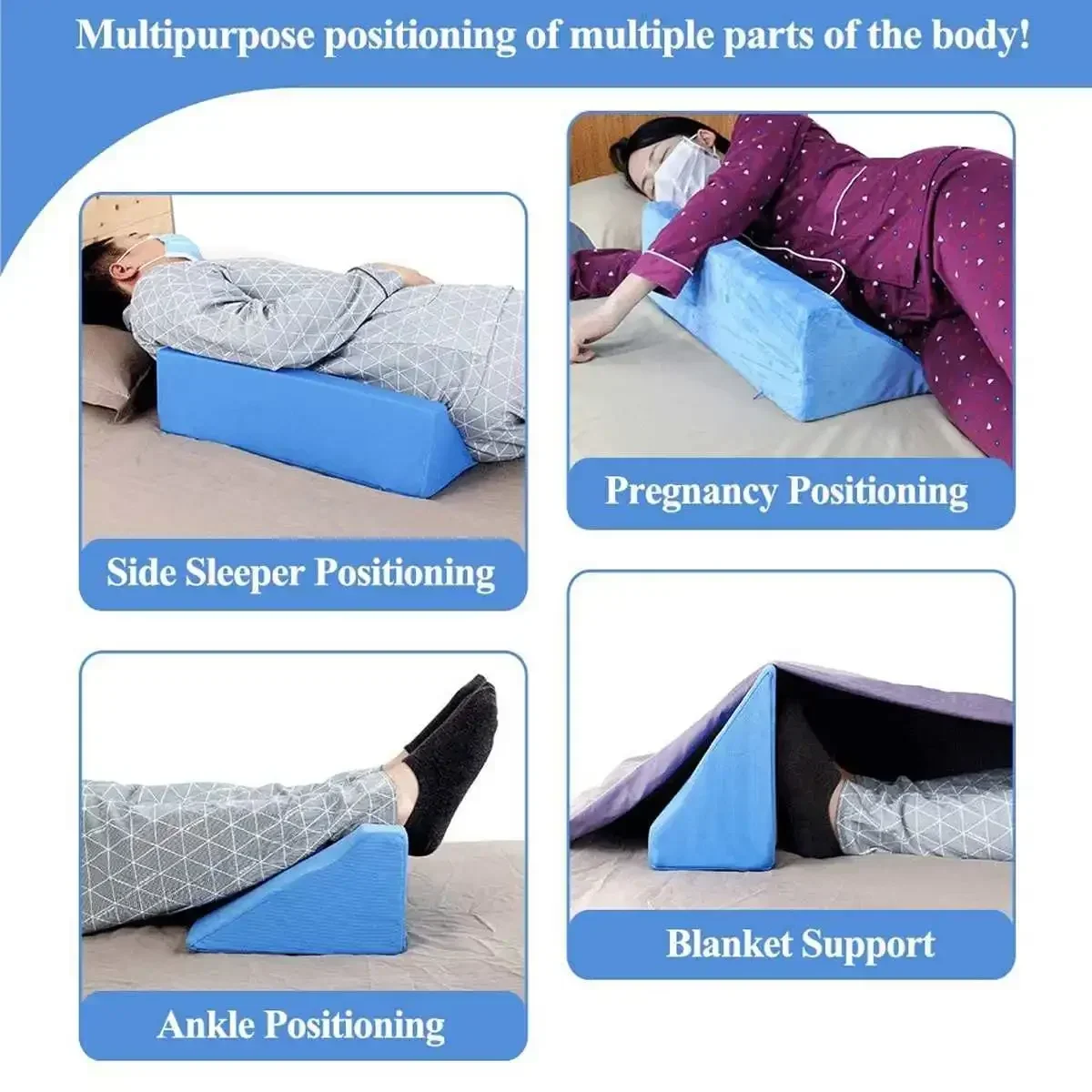 Orthopedic Acid Reflux Bed Wedge Pillow New Large Size Sponge Cotton Back Leg Elevation Cushion Pad Bedding Zipper Wedge Pillow