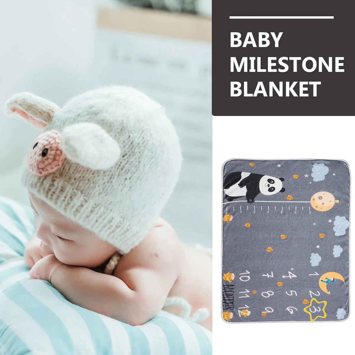 

1Set Baby Month Blanket Newborn Photography Background Flannel Milestone Tracker Prop for Social Media Share Adorable Growth