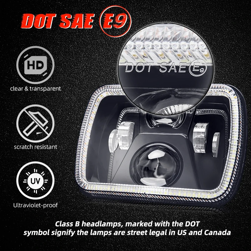 up to date 45W 60W Rectangle 5x7 Led Headlight Led Projector Headlights Universal 6000K DRL Hi-Low Beam Led Fog/driving Lights