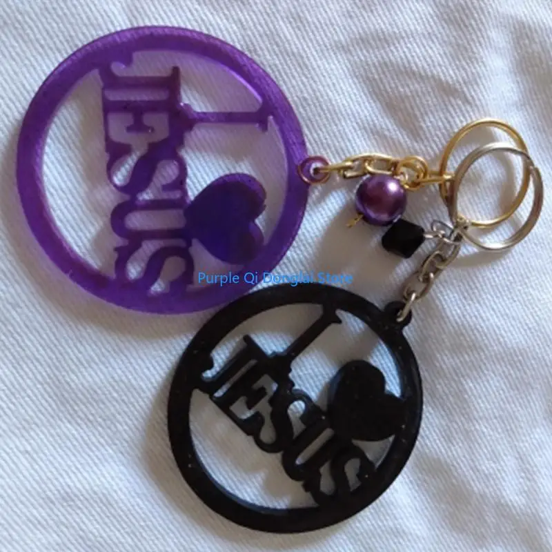 L21E Jesus Keychain Epoxy Resin Decorative Mold with Hole Keyring Pendant Mold
