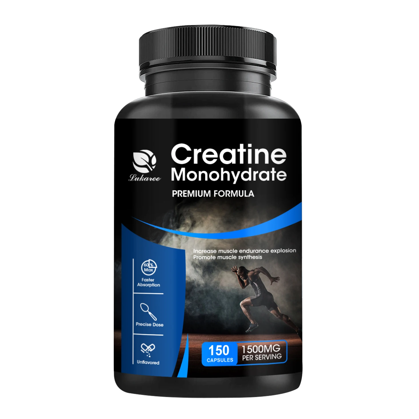 Lukaree Monohydrate Creatine Capsules Strength Muscle for Adults Endurance and Energy Support Enhance Athletic Performance