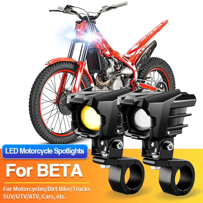 1 Set LED Motorcycles Headlight Two-Color Fog Light Spotlight SUV ATV Off Road for BETA RR-S 350 390 500/RX 300/Xtrainer 300