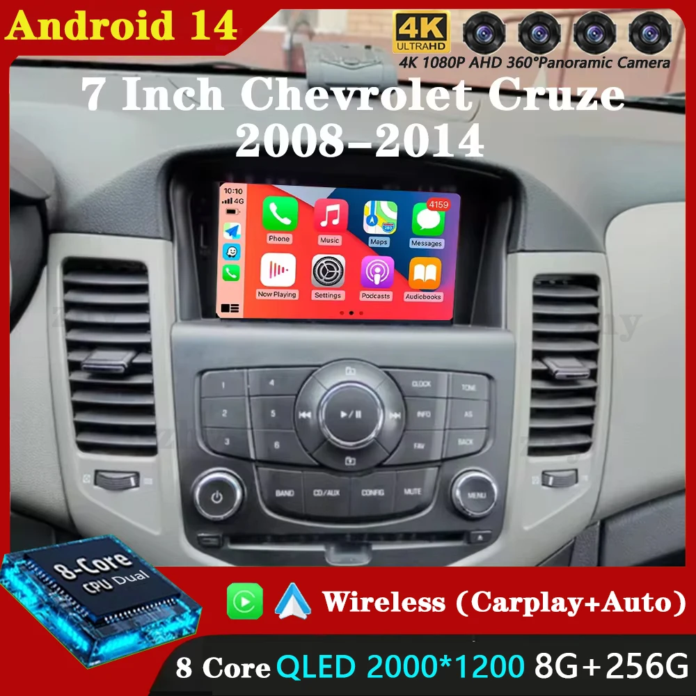 

7 Inch Android14 Car For Chevrolet Cruze 2008-2014 Car Radio Video Player Multimedia GPS Carplay Auto BT RDS Navigation Built-in