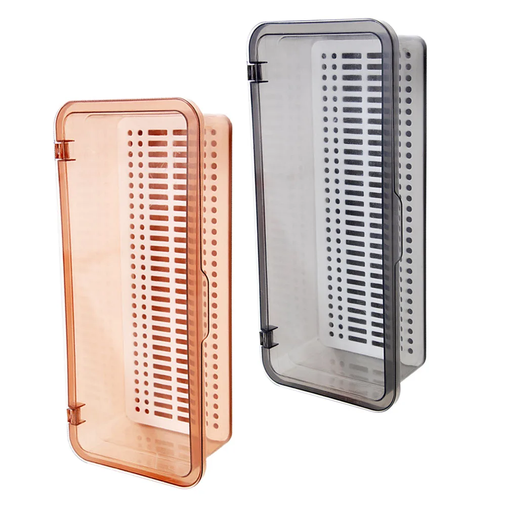 

2pcs Chopsticks Storage Box PP Material Kitchen Utensil Holder Drying Rack Grey Brown Spice Organizer Home Supplies