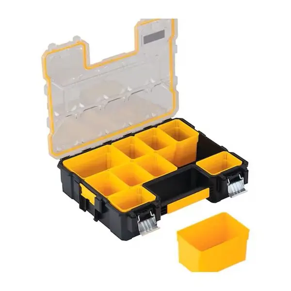 Compartment Box W/ 10 Compartments, 17-1/2 in L x 14 in W x 4-1/2 in H, Black/Yellow