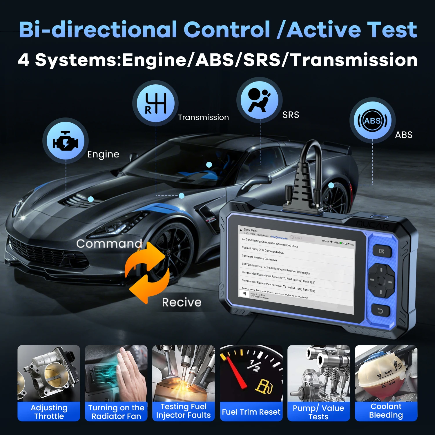 أداة تشخيص MUCAR 632 Obd2 بمساعدة AI ثنائية الاتجاه CANFD Protocal ECM/TCM/ABS/SRS تشخيص 15 إعادة تعيين تحديث مجاني مدى الحياة #5
