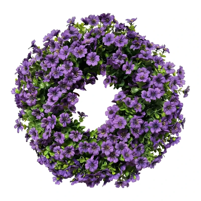 Hübscher künstlicher Blumenarrangement-Kranz aus Kunststoff, für Innen- und Außendekorationen, 3 x – Detail 1