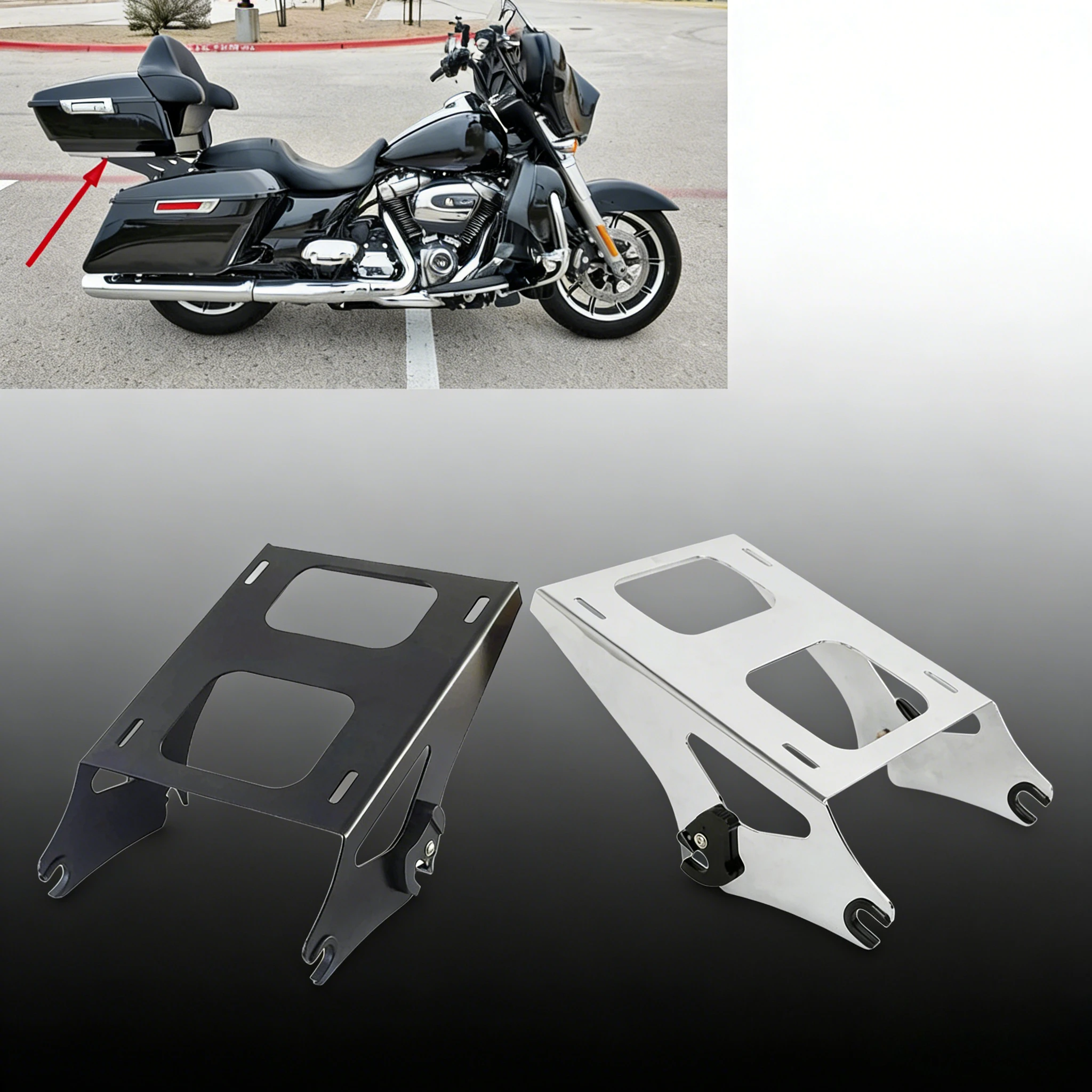 

Quick Detach Rear Luggage Rack, Removable Trunk Bracket Mount, For Harley Big Glide Street Glide Road King 2014-2023
