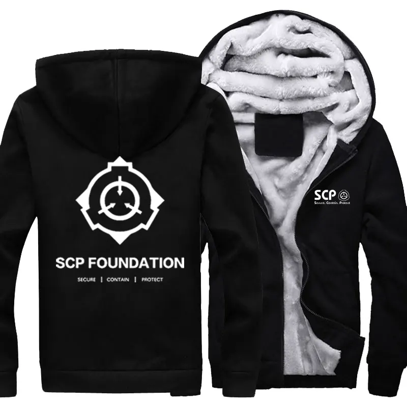 New Winter Jackets Coats Special Containment Procedures hoodie Anime Fashion SCP Hooded Thick Zipper Men Sweatshirts custom made