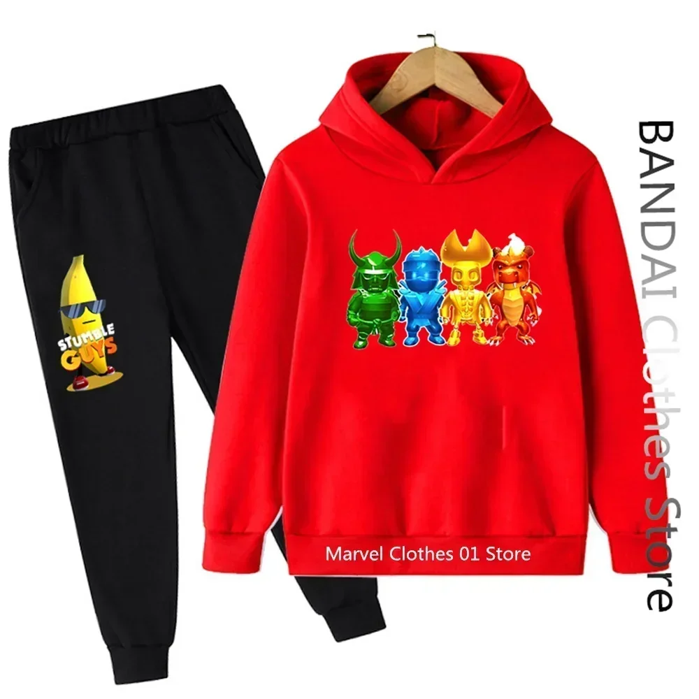 Cute Stumbleguys Hoodie Kids Sports Sweatshirt Pants 2pcs Suits Baby Girl Cartoon Casual Outfits Toddler Boys Fall Clothes Sets