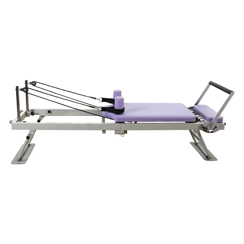 

Professional Purple Durable Pilates Reformer Machine Commercial & Home Use Durable Gray Frame Foldable for Easy Storage