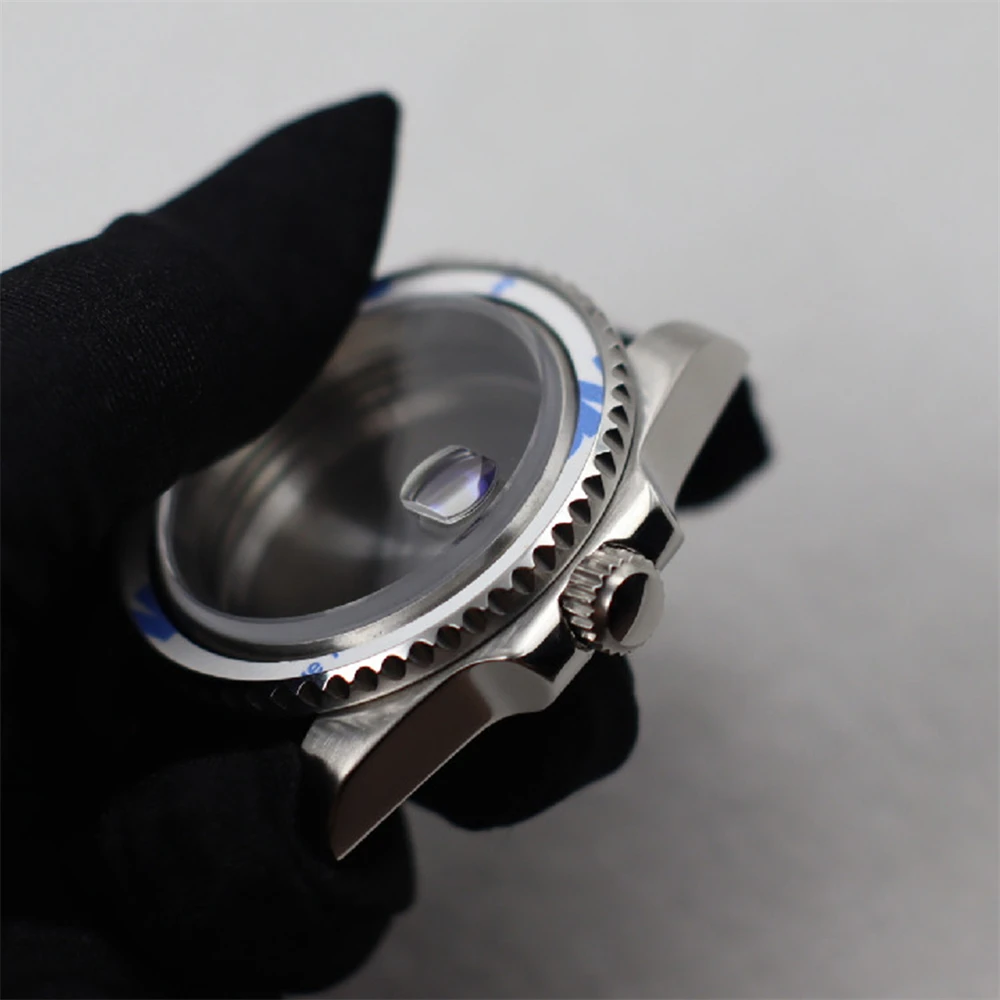 41mm Modify Single Rotation Diving Case Sapphire Glass Magnifier Retro Mechanical Case Assembly For NH35/NH36/4R35A/4R36A