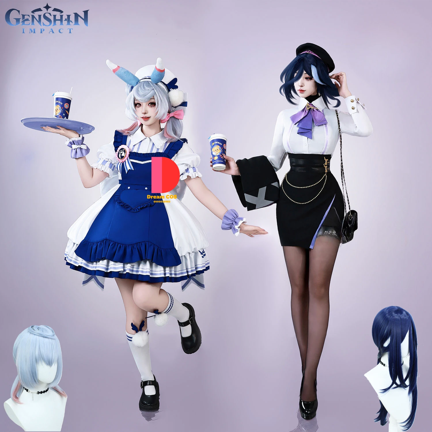 New Game Genshin Impact Cosplay Clorinde Sigewinne Costume Wig Shoes Tail Party Carnival Sweet Lolita Sexy Suit Woman Uniform