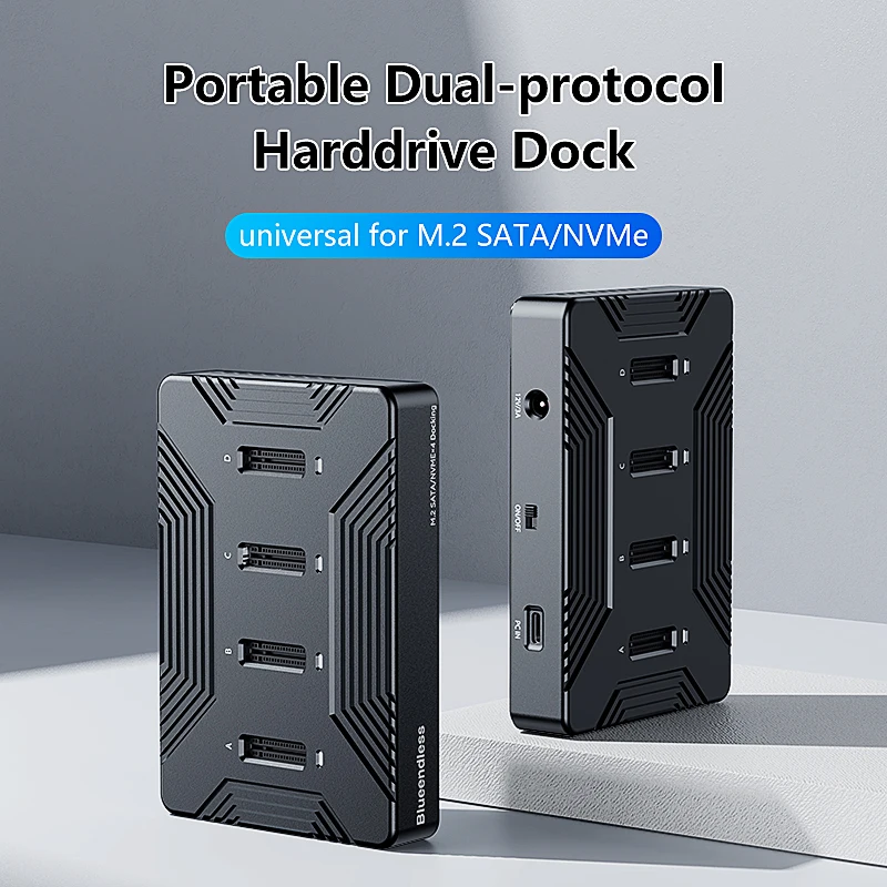 Blueendless 4 bay m2 SSD docking station Type C USB3.1 10Gbps m.2 NVME SATA ngff dual protocol Aluminum alloy SSD enclosure