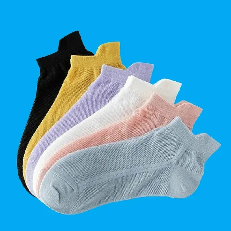 6/12 Pairs Sweat-absorbent Breathable White Black Summer Mesh Shallow Mouth Spring and Summer Cotton Deodorant 2024 Thin Socks