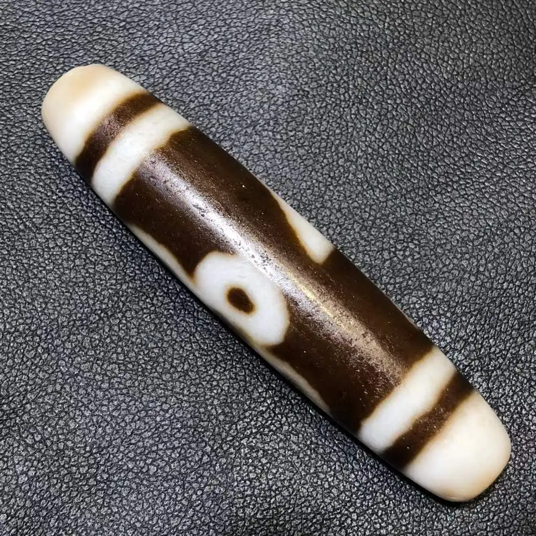 Rare Energy Tibetan Old Agate 5 eye lightningTotem dZi Bead pendant 58.2×13mm