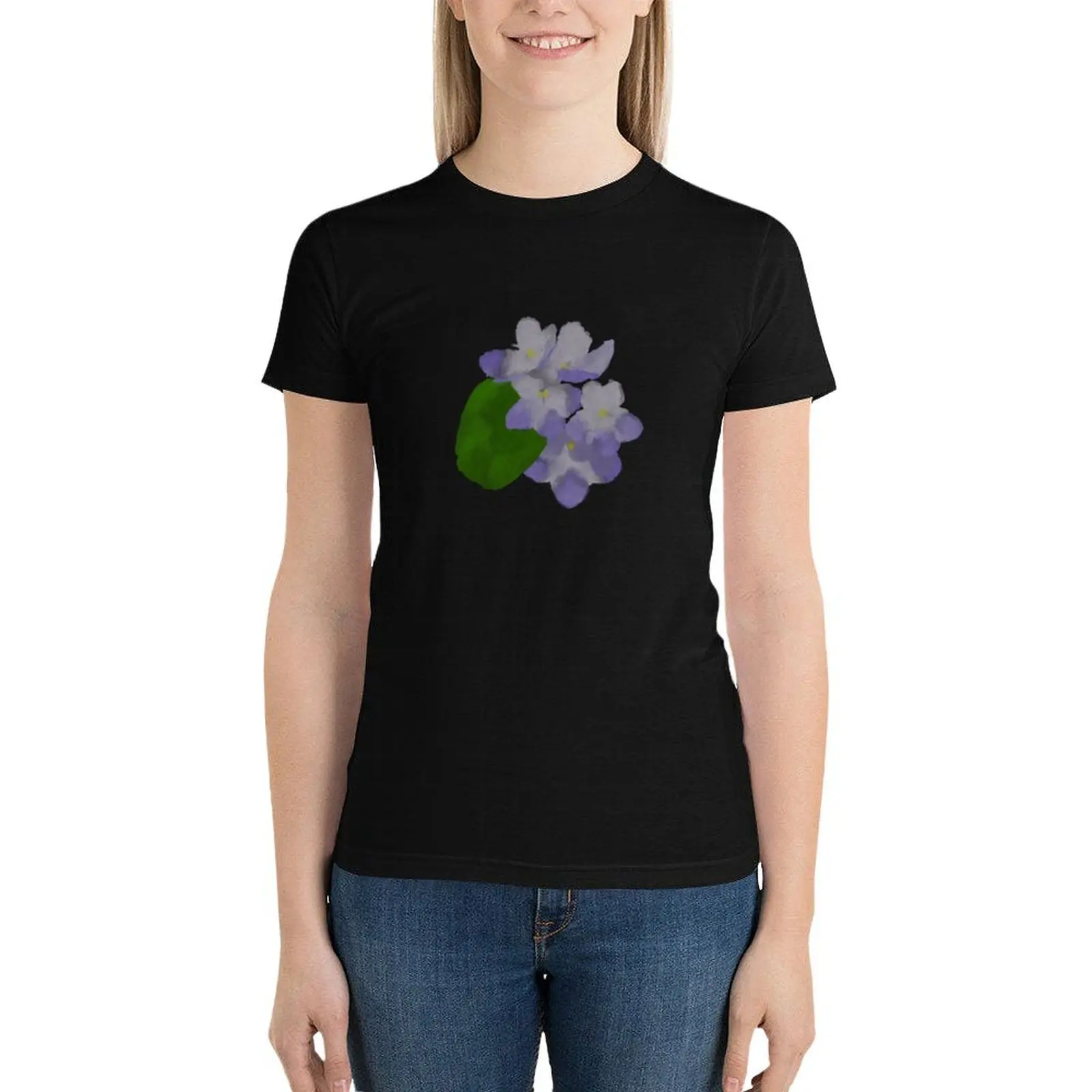 Watercolor African Violets T-Shirt anime clothes tees funny t shirts for Women