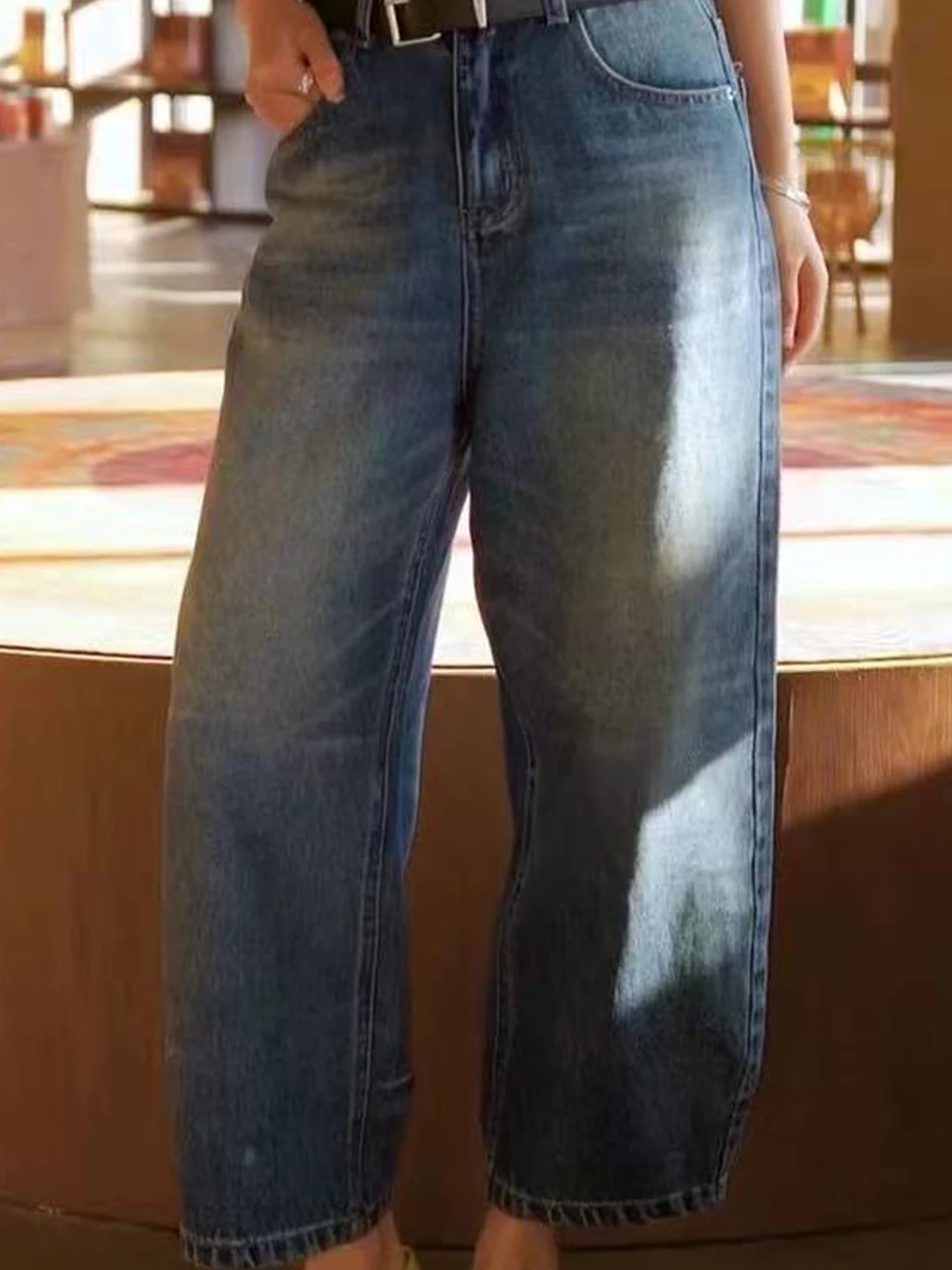 

High Waist Wide Leg Jeans Retro Pocket Design Slimming Versatile Spring Summer New Arrival Ladies Straight Cut Denim Pants