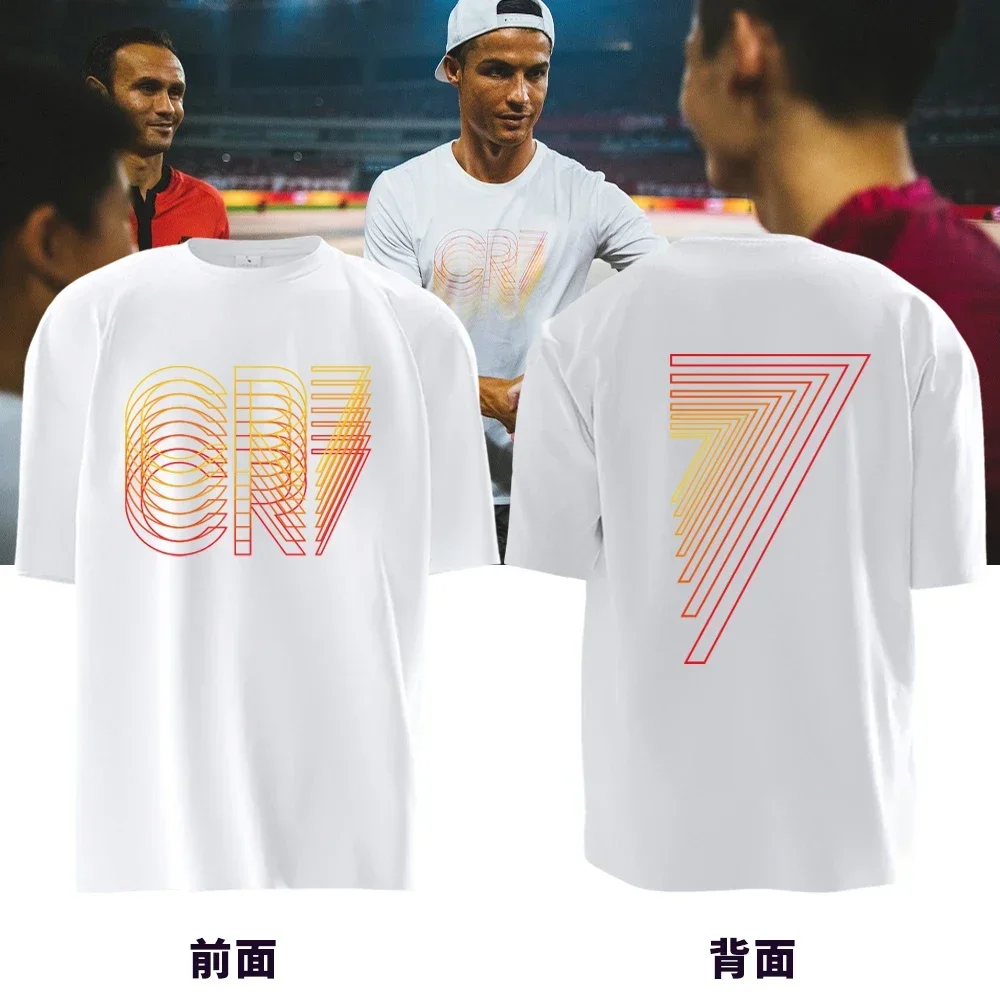 2025 European Cup Portugal C Ronaldo CR7 Short Sleeved T-shirt Women\'s Loose Large Size Tshirt Cotton No. 7 Riyadh Jersey Top