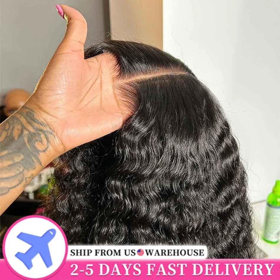 Deep Wave Glueless Wig Human Hair Ready To Wear And Go PrePlucked For Women Precut 13x6 Frontal Curly Lace Front Wigs On Sale