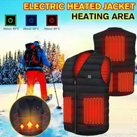 10-12 Areas Heated Vest V Neck Smart Control Temperature Heating Cotton Coat Winter Skiing Hiking Camping Anti-Cold Jacket