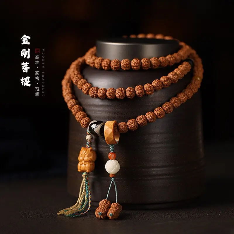 Chinese Style Tibetan Lucky Vajra Bodhi Multi Layer Bracelet Buddhism Prayer Beads Fortune Blessing Unisex 8 To 10mm Spiritual
