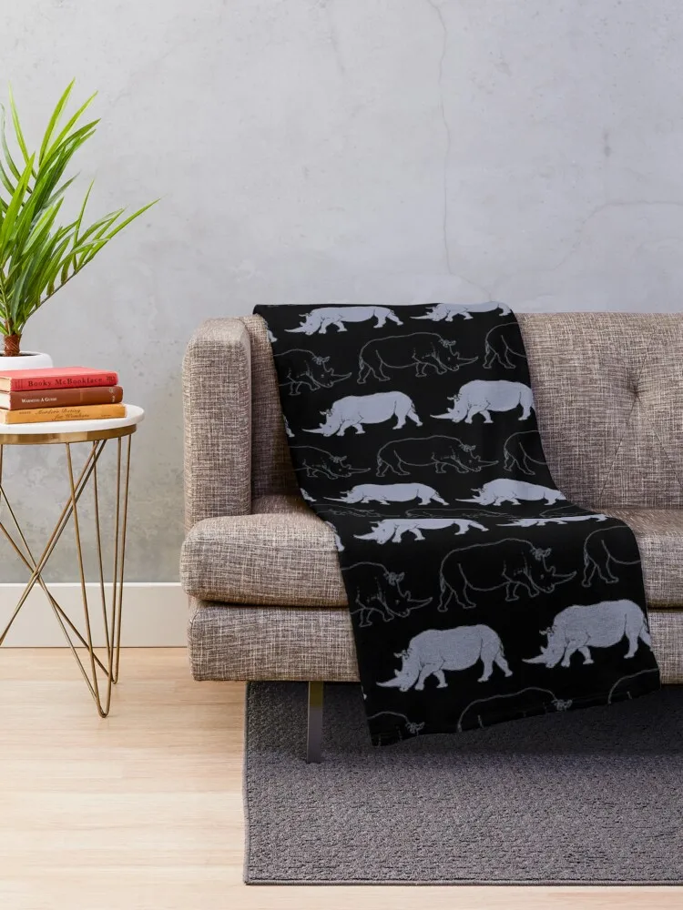 Rhinoceros Slate Gray / Grey Throw Blanket Luxury Designer Thin Moving Stuffeds Blankets