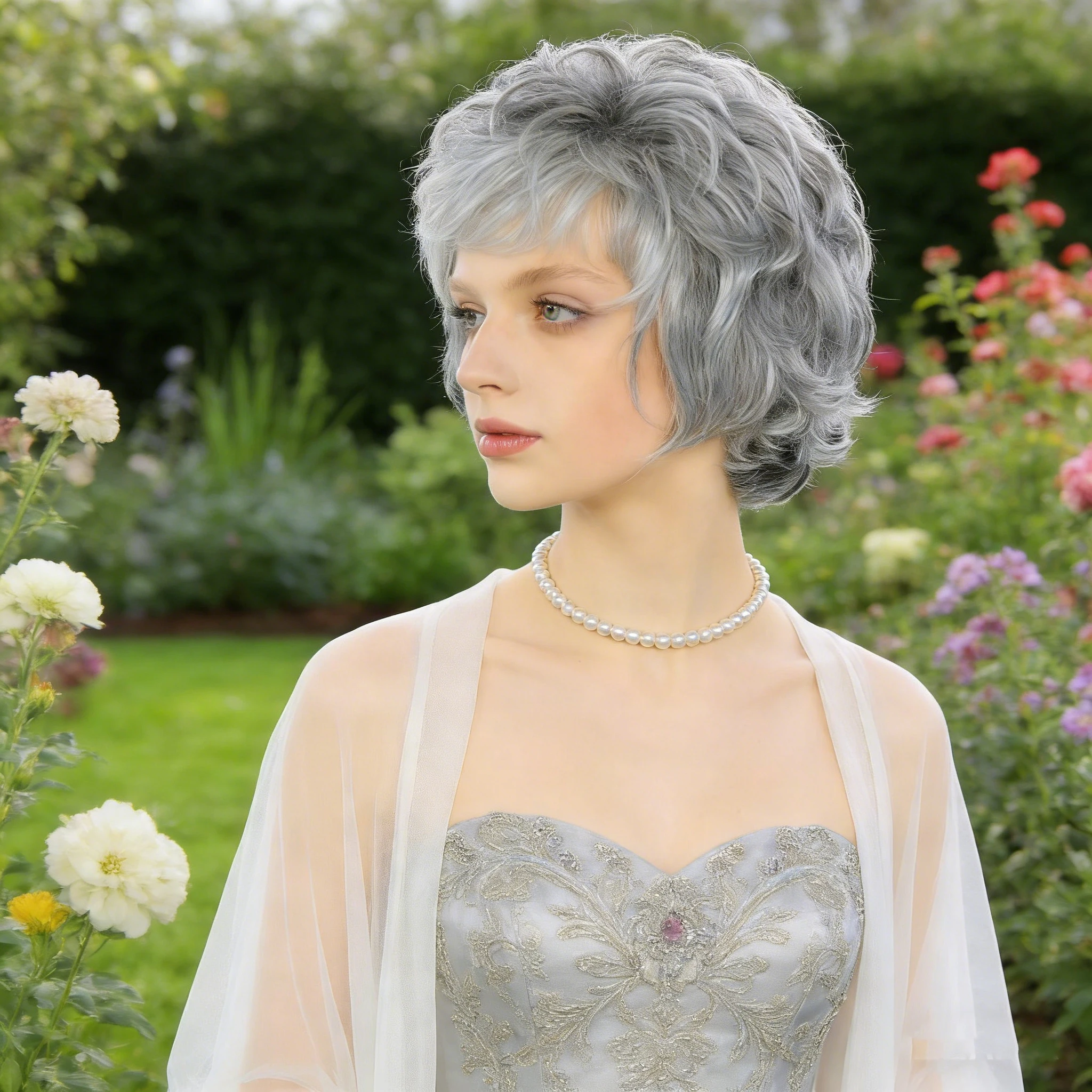 

1 женский парик, выполненный из термостойкого синтетического высокотемпературного волокна, с естественным объемным стилем.