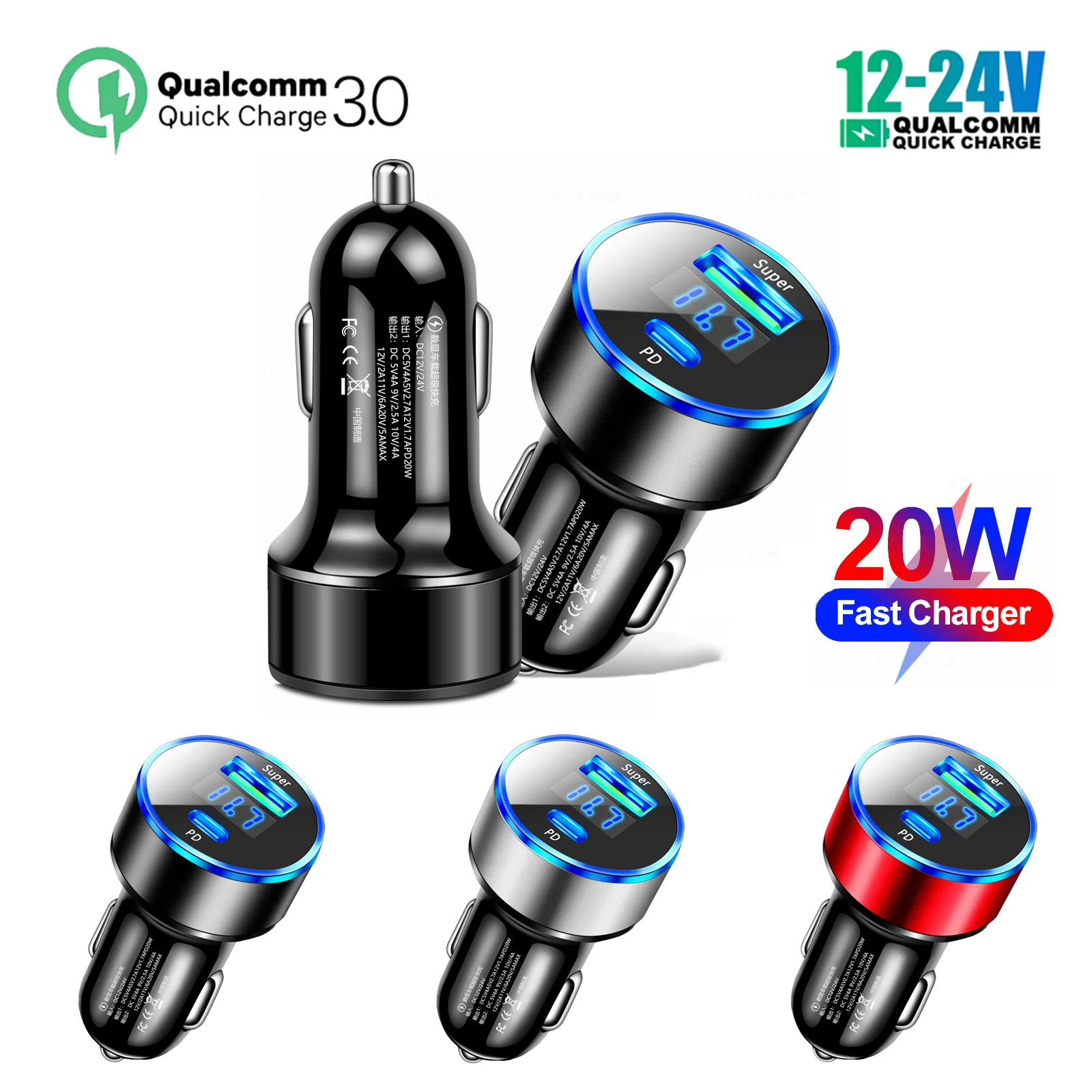 Cargador de coche Dual USB adaptador de encendedor de cigarrillos 3.1A 15W cargador de teléfono móvil de carga rápida 12V 24V accesorios de acceso