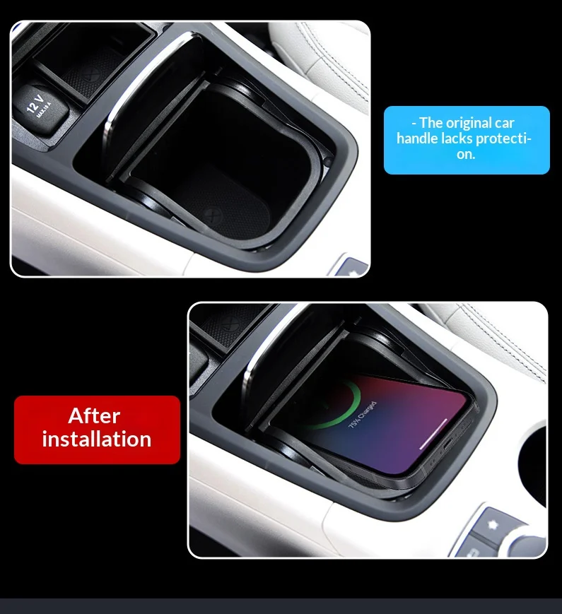 2 Din for Mercedes-Benz B 2014-2019 Car Wireless Mobile Phone Charger Center Console Storage 18W iPhone fast charge plate holder