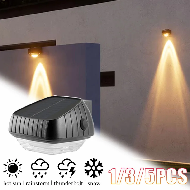 

1-5pcs Rainproof Solar Wall Lights IP65 Waterproof Outdoor LED Wash Light for Courtyard Garden Balcony Patio Decoration