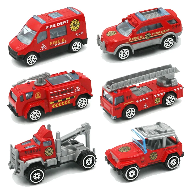 Simulation Car Taxiing Fire Engine Engineering Vehicle Military Vehicle Boy Car Model Random