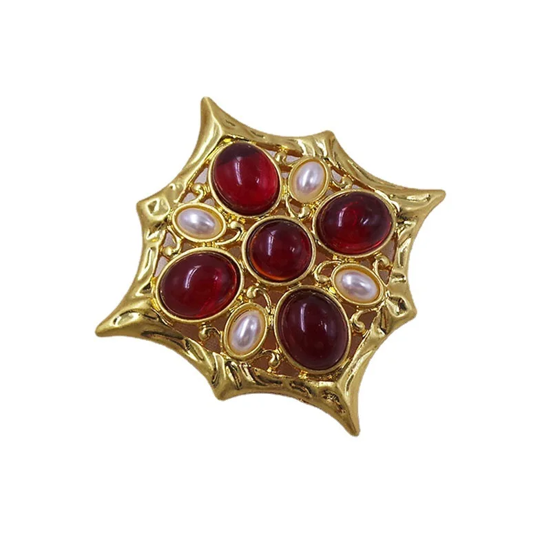 Court Vintage Cross Brooches for Women and Men Jewelry Accessories Banquet Suit Dress Corsage Retro Pin Baroque Pearl Badges