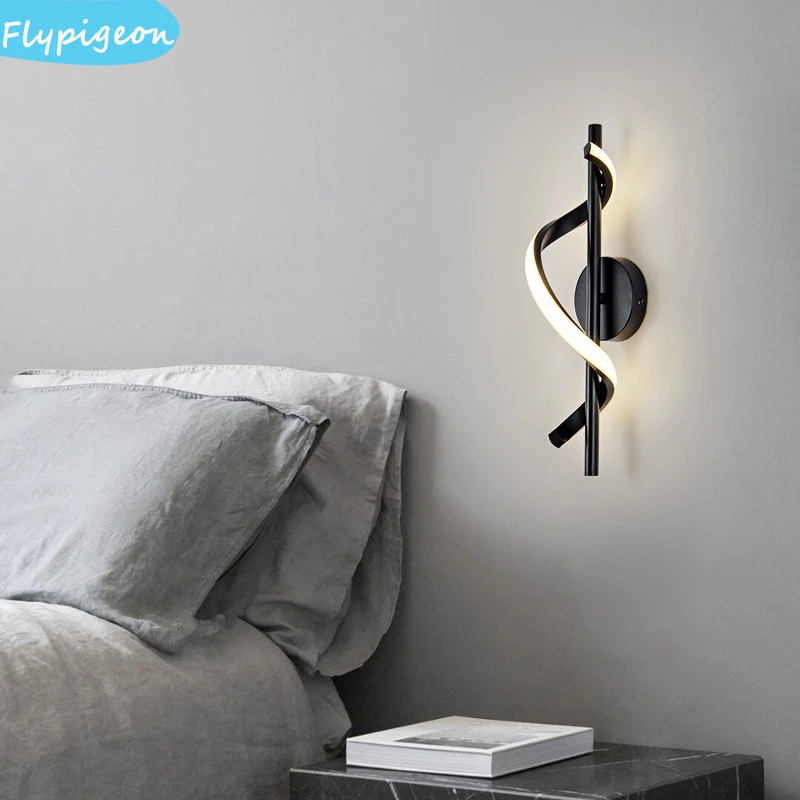 

Minimalist LED Wall Lamp Nordic Black White Gold For Bedroom Bedside Living Room Corridor Indoor Decorative Lighting Decor
