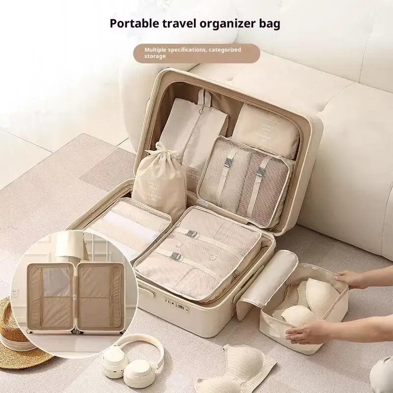 7 قطعة/المجموعة السفر حقيبة التخزين مجموعة السفر صندوق تخزين ملابس حقيبة الأمتعة المنظم أكياس أدوات الزينة الأحذية الملابس الداخلية فرز حقيبة