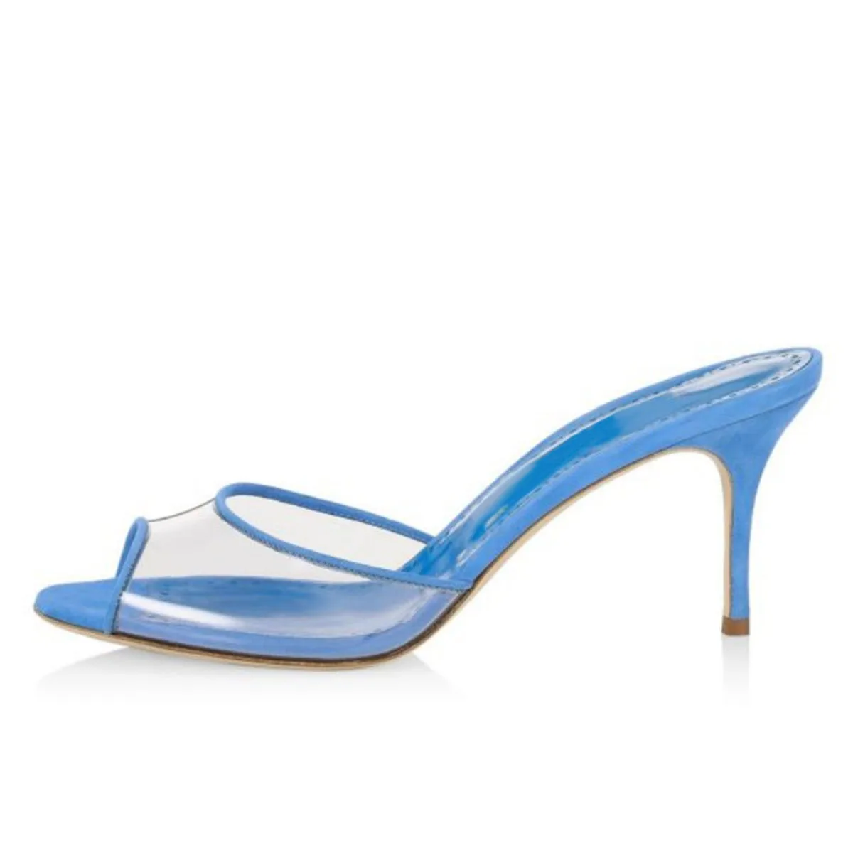 

Arden Furtado Summer Transparent PVC Peep toe slippers Round toe Mixed Colors Slip-on Super high heel Word slippers