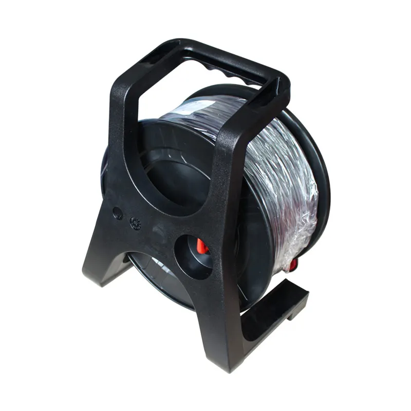 OM3 Tactical Armored Single Mode Fiber Cable 100m 328ft OS2 1-Core Simplex LC on Portable Deployment Reel Black