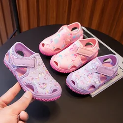 Children Sandals Girls Cute Cartoon Patchwork Beach Sandals Baby Breathable Non-slip Soft Sole Infant Shoes Size 20-30