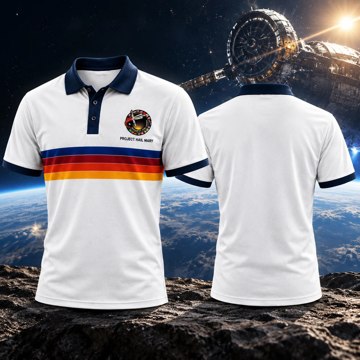 Popular Project Hail Mary Polo Shirt Men Women Retro Space Mission Badge Print Short Sleeve Top Science Fiction Book Lover Gift