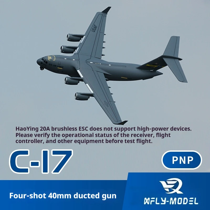 

XFly Fast Flying Model Four -40mm C-17 Transport Aircraft Electric Model Aircraft Fixed Wing Remote Control Model