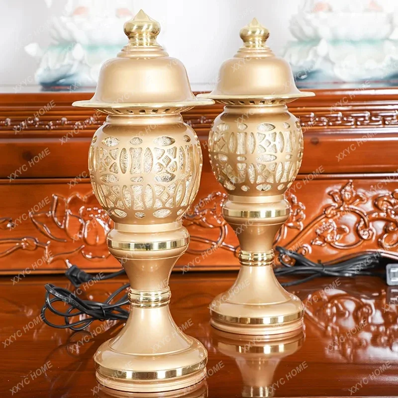 Buddha Front Lantern Household Enshrine God of Wealth Plug-in Pilot Lamp a Pair of Temples Buddha Worshiping Lamp