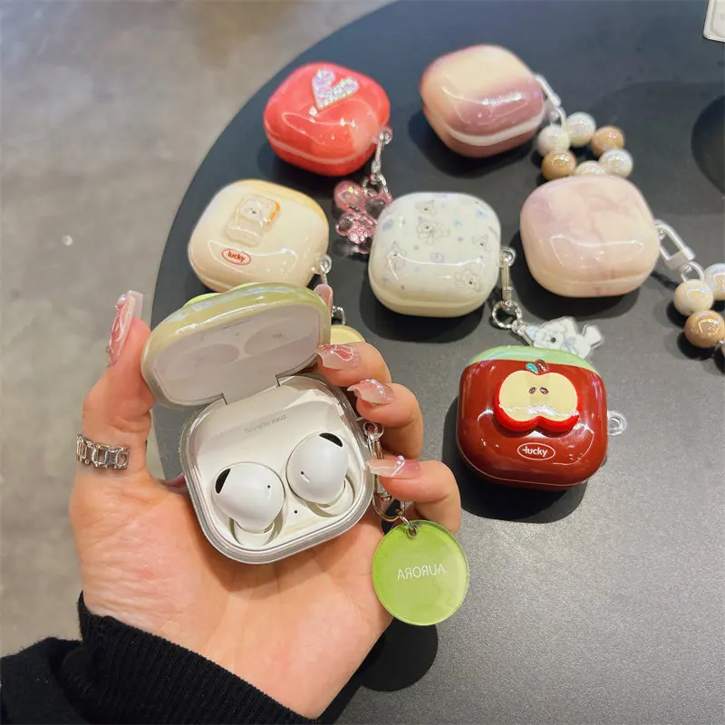

Cute Summer 3D Apple Design Protective Sleeve For Samsung Galaxy Buds 4 Pro 3 FE 2 Pro Live Core Bluetooth Earphone Pendant Case