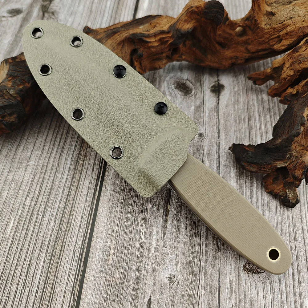 FB47GP Outdoor Straight Knife, Sharp D2 Blade and G10 Handle, Camping Adventure Survival EDC Fixed Blade Knife with Kydex Sheath