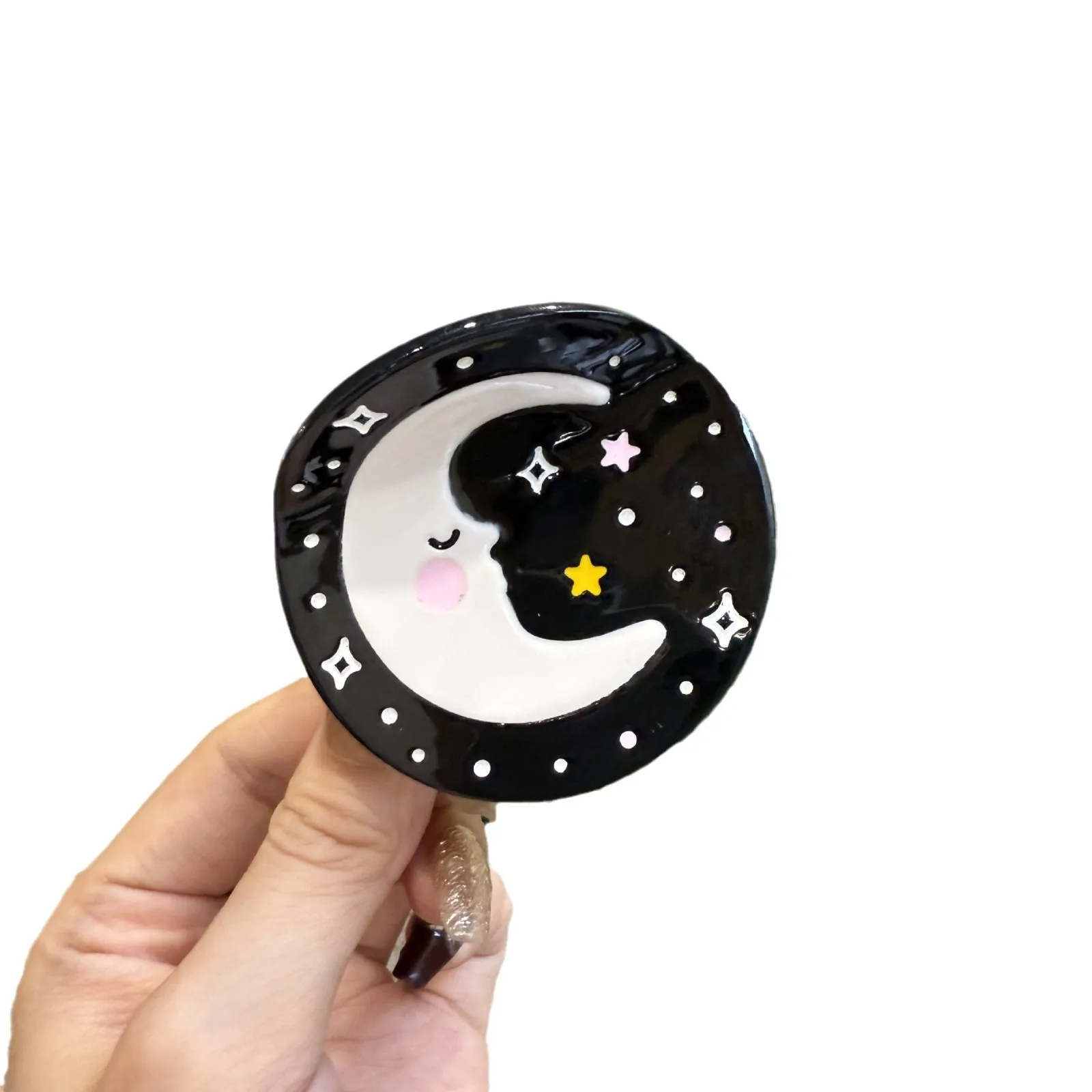 New Fashion Acetate Black Round Moon Sun Hair Claw Clip For Women Shark Clip Hair Accessories