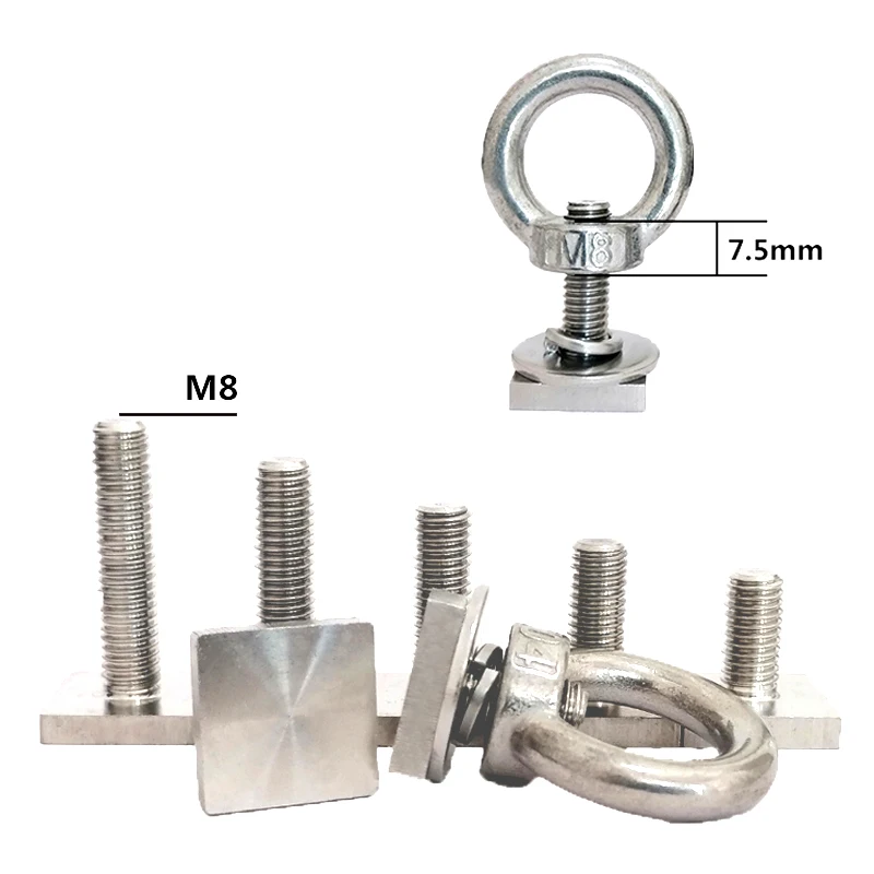 M8 Square Bolts Eye Nut Stainless Steel Anchor Fastener Universal Product Widely Used In Car Roof Rack Thule Whispbar Yakima etc