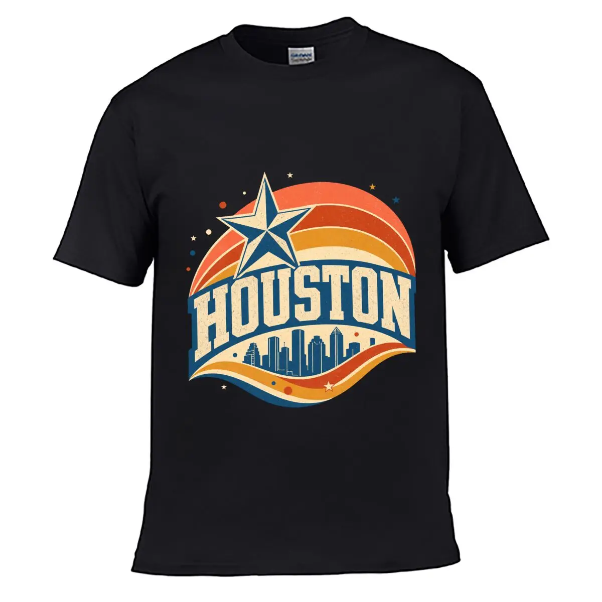 Camiseta Retro de Houston Lone Star Sunset Street, Desgastada, Lavada, Holgada y Sencilla