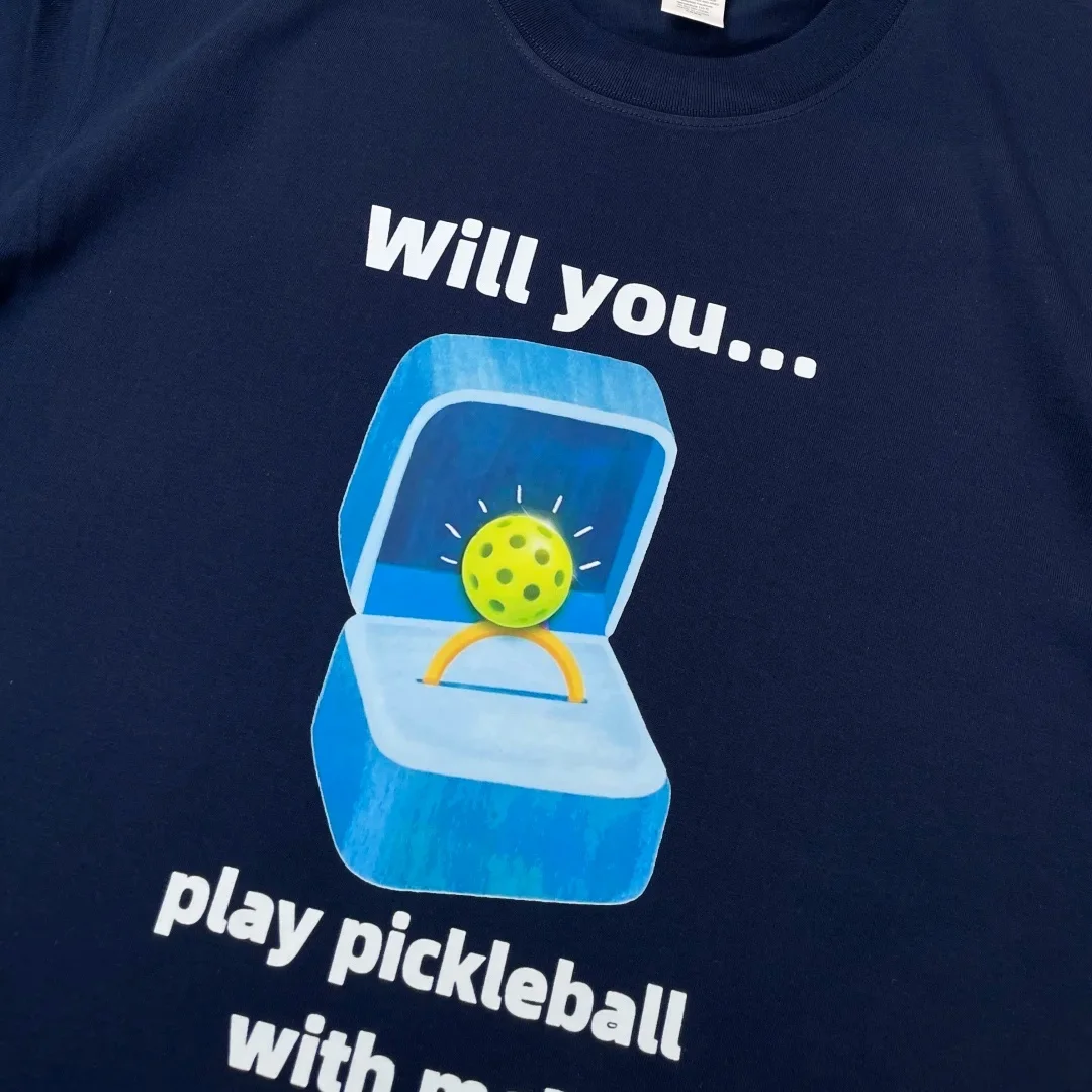 Peek Ball Invitation Fun Print Long Sleeve T-Shirt Unisex Casual Loose Fit round Neck Heavyweight Couple Cotton Tee